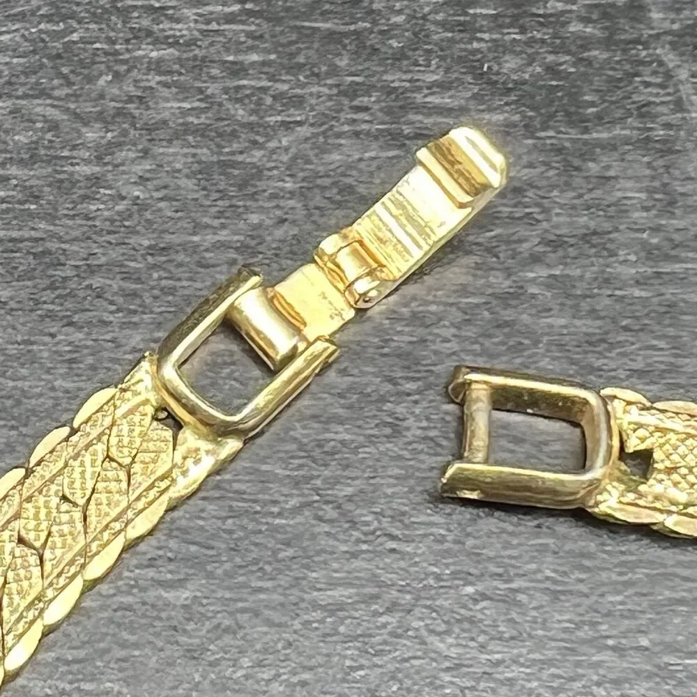 Vintage Napier Textured Gold/Silver Herringbone Necklace 16” Men/Women